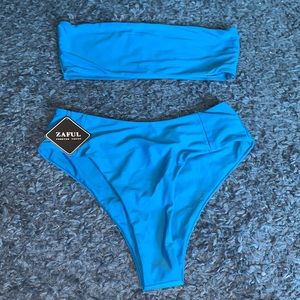 Blue bandeau zaful bathing suit size large